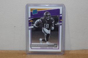 lot 81 image: 2020 Optic Justin Jefferson Rookie Football Card - Black and White Parallel