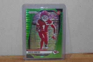 lot 83 image: 2024 Panini Prizm Xavier Worthy Green Pulsar Rookie Football Card
