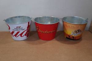 lot 245 image: 3 Galvanized Beer Buckets