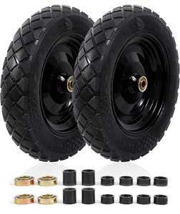 lot 7 image: 2 4.804.00-8 Flat Free Tire and Wheel 15 Solid Wheelbarrow Tires