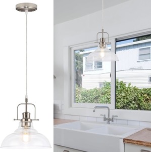 lot 39 image: Wilon Brushed Nickel Glass Pendant Light