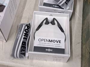 lot 805 image: Shokz Open Move Wireless Bine Conduction Headphones and Sport Belt (in original packaging)