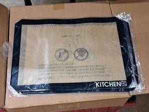 lot 866 image: Lot of (4) Kitchen HQ Silicone Baking Mats 11-12x16-12 (Black Edge) (in original packaging)