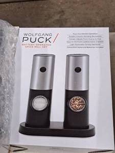 lot 881 image: Wolfgang Puck Battery-Powered Spice Mill Set (in original packaging)