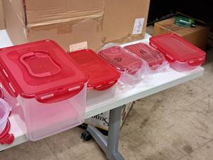 lot 902 image: Lot of (10) Lock n Lock Assorted Plastic Food Storage Containers (in original packaging)