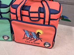 lot 922 image: Life Is Good 16 Can Zipperless Insulated Cooler Carry Bag (Orange) (in original packaging)