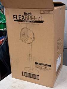 lot 921 image: Shark Flex Breeze CordlessCorded Portable Pedestal Fan with Insta Cool Misting Attachment (in original packaging)