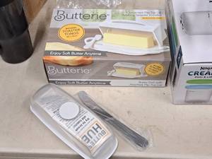 lot 855 image: Lot of (2) Assorted Butter Dishes (in original packaging)