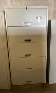 lot 72 image: HON 5-Drawer File Cabinet  Lockable
