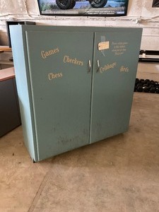 lot 87 image: 2-Door Wooden Storage Cabinet  Adjustable Shelves