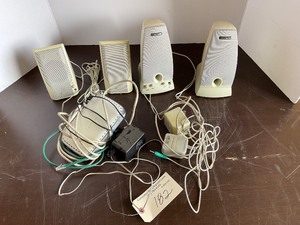 lot 182 image: 2 HarmanKardon audio speakers  and Netgear gear