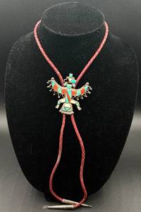 lot 16 image: Knifewing Multi Stone .925 Sterling Silver Bolo Tie