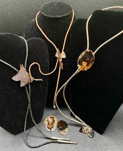 lot 132 image: Set Of 3 Vintage Bolo Ties with 2 Additional Stones