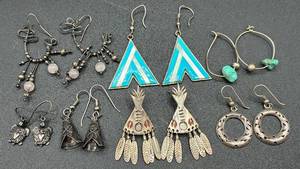 lot 123 image: Collection of .925 Sterling Silver Earrings - 7 Earring Sets