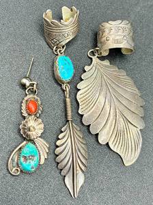 lot 121 image: AHASTEEN .925 Sterling Silver Ear Cuffs and Single Earring