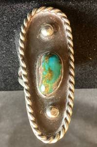lot 48 image: Shadow Box Turquoise .925 Sterling Silver Ring - Size 7.5