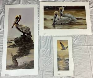lot 30 image: Birds of the Shore - Trio of Prints featuring Mario Fernandez (The Lone Flight, Solitaire, and Sunset Fishermen)