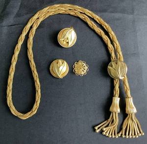 lot 146 image: Gold Toned Braided Bolo Necklace with Matching Clip on Earrings