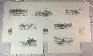 lot 106 image: Complete Collection of 10 Unframed Prints by Charles M. Russell Back Trailing on the Old Frontiers - Includes Certificate of Authenticity and 183750 Edition Set Number - All 24x18
