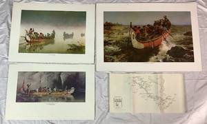 lot 108 image: Collection of 3 Voyager Prints by Frances Ann Hopkins - Includes View of a Canoe Proceeding Along High Rocky Cliffs, Lake Superior, 1869, and Canoe Shooting the Rapids