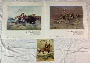 lot 107 image: Pair of Charles M Russell Prints Includes Stolen Horses and Buffalo Hunt No.4