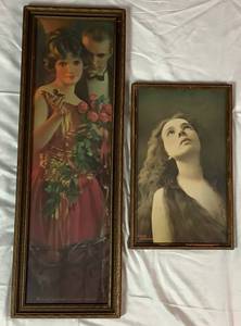 lot 112 image: Pair of Vintage Framed Prints Depicting Young Women - Includes Weeping Magdalene and 1920s Pompeian Beauty Gaines is Love Retained