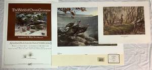 lot 23 image: Woodland Birds Bundle - Includes 3 Unframed Prints Featuring Owen Gromme, Gary Moss, and Wild Turkey Stamp 1985 by Mario Fernanadez