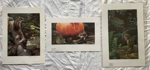lot 66 image: Small Woodland Creatures Collection - Includes Horse and Carriage and A Playground for Two by Mario Fernandez and  Fallen Birch-Chipmunk by John Seerey-Lester