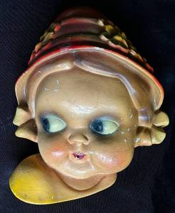 lot 154 image: 1940s Chalkware Vintage Wall Mounted Dutch Girl String Holder