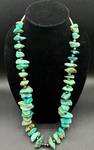 Chunky Vintage Native American Turquoise and Sterling Silver Nugget Necklace Total Length 34"
