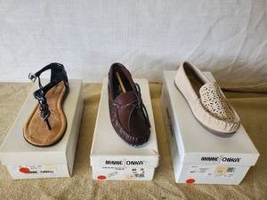 Lot of 3 Pair of New with Box Minnetonka Moccasins Various Sizes