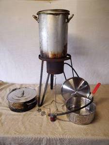 lot 47 image: Great Portable Camping Propane burner with Turkey Deepfrying Accessories and more