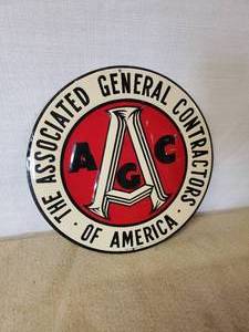 lot 106 image: Vintage RARE Metal Embossed Associated General Contractors of America Sign
