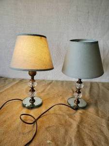 lot 108 image: 2 Vintage Glass and mirrors Desk Lamps both in working Condition