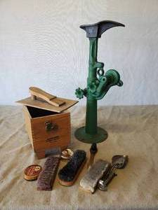lot 132 image: Antique Shoe Shine Lot and Cobblers Stand