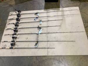 lot 405 image: LOT OF 7 Lews CLASSIC SP Spinning Fishing Rod & Reel Combo