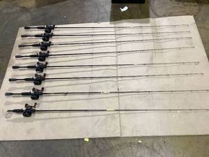lot 407 image: LOT OF 8 Abu Garcia Max EZ Cast Baitcast Fishing Combo, 6 Medium Rod