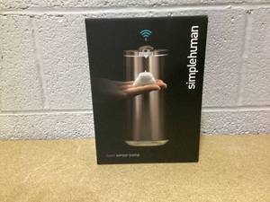 lot 437 image: simplehuman 9 oz. Touch-Free Automatic Rechargeable Sensor Pump, Brass Stainless Steel, New