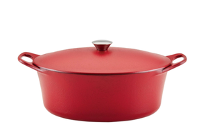 lot 58 image: Rachael Ray Premuim Rust Resistant Cast Iron Dutch Oven Red