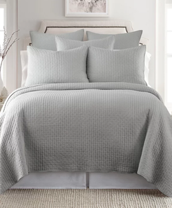 lot 59 image: Levtex Cross Stitch Stitching 3-Pc. Quilt Set, FullQueen Gray
