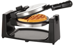 lot 102 image: bella Classic Rotating Belgian Waffle Maker with Nonstick Plates, Removable Drip Tray, Adjustable Browning Control and Cool Touch Handles, Stainless Steel