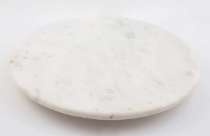 lot 103 image: All Natural White Marble Lazy Susan Turntable 14 Diameter Cake Plate, Heat Tolerant, Holds Cold Temperatures, Wipes Clean
