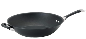 lot 107 image: Circulon Symmetry Hard Anodized Nonstick Stir Fry  Wok Pan with Helper Handle - 14 Inch, Black