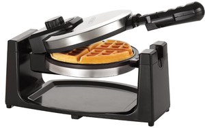 lot 108 image: bella Classic Rotating Belgian Waffle Maker with Nonstick Plates, Removable Drip Tray, Adjustable Browning Control and Cool Touch Handles, Stainless Steel