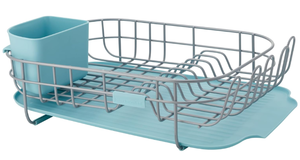 lot 120 image: KitchenAid Low Profile Compact Dishrack with Removable Flatware Caddy and Angled Self-Draining Board