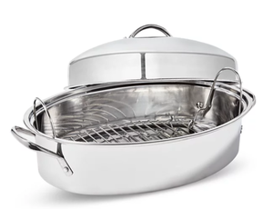 lot 122 image: The Cellar Stainless Steel 8-Qt Covered Oval Roaster with Rack