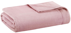 lot 147 image: Madison Park 100% Egyptian Cotton Lightweight Summer Blanket, Breathable Waffle Knit Design, Soft Cozy All-Season Throw for Bed, Couch or Sofa, Rose King Size