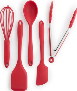 lot 168 image: Tools of The Trade 5-Piece Silicone Utensils Sets Red