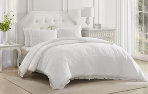lot 96 image: Laura Ashley Eyelet Ruffle Comforter Bedding Set White