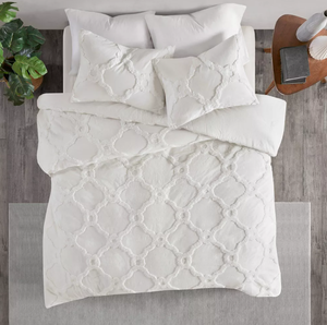 lot 345 image: 3pc Leena Cotton Geometric Duvet Cover Set